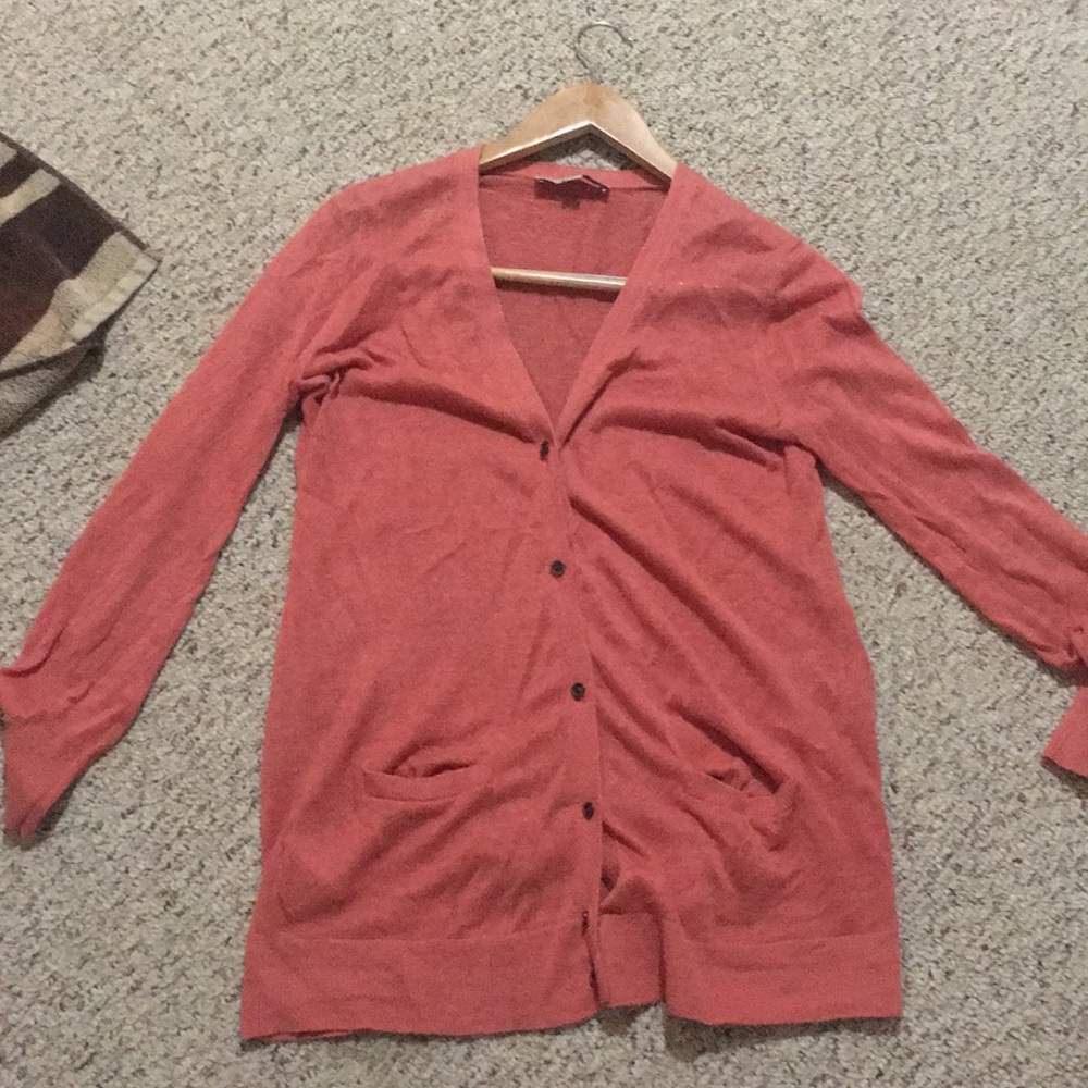 Coral medium length cardigan